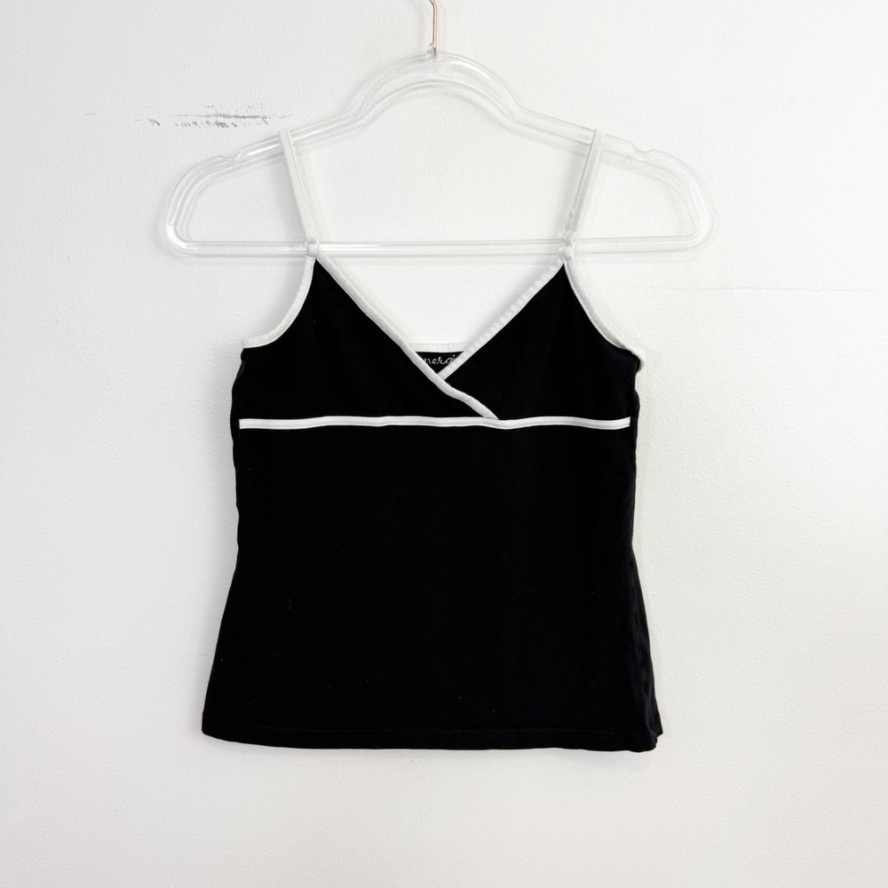 Vintage Y2K Energie Black Contrast Trim Cami Tank Top Women's Medium Stretch